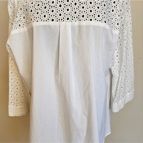 Zac & Rachel White Eyelet Button-Up Blouse Shirt NWOT - Picture 5 of 9